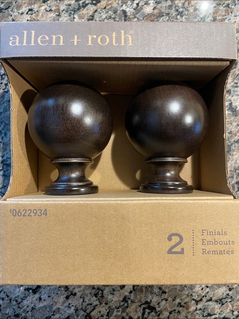 New allen + roth Dark Brown Wood Finial Set of 2